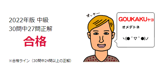 2022年版可児市K検定中級、30問中27問正解・合格の保存Web結果